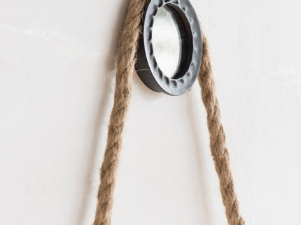 Handsome Cleveland Mirror With Rope Strap Contemporary Design Circle Mirror With Round Metal Frame For Wall Decor