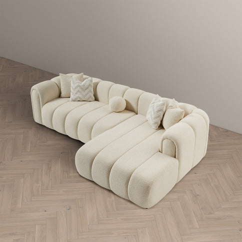 Beatrice - Modern Tufted Right Sectional Sofa - Ivory