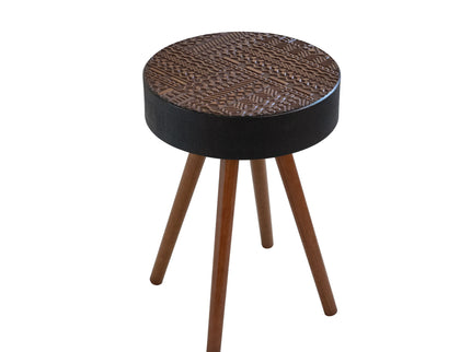 Round Coffee Table With Carved Top For Living Room