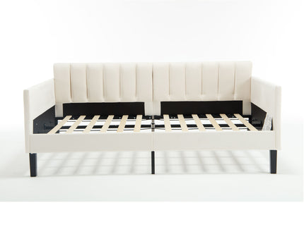 Elena - Boucle Upholstered Daybed, Ribbed Tufted Backrest