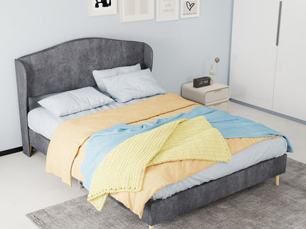 Upholstered Bed, Tufted Headboard, Comfortable Sleep
