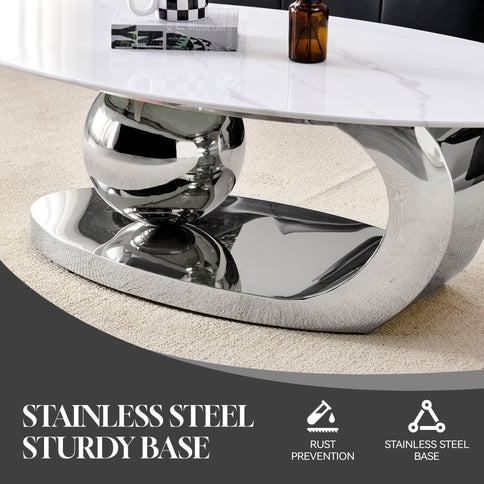 Oval Coffee Table With Geometric Precision