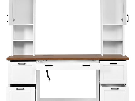 Farmhouse Computer Desk With Hutch