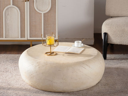 Round Coffee Table With Smooth Texture For Living Room - Light Beige