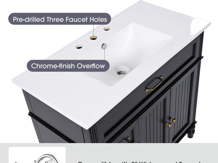 Bathroom Vanity With Sink, Freestanding Cabinet & Drawers