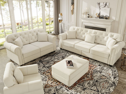 Upholstered Sofa Set With Nailhead Trim And Rolled Armrests, Includes Pillows