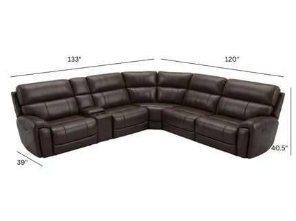 Brazil - Power Sectional With Adjustable Headrest & Footrest - Dark Brown