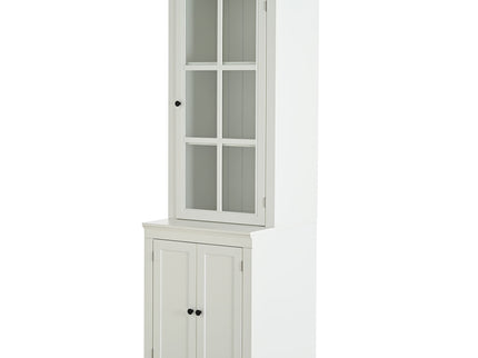 Retro Style Hutch Cabinet With Glass Door, China Cabinet For Home
