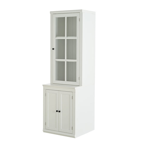 Retro Style Hutch Cabinet With Glass Door, China Cabinet For Home