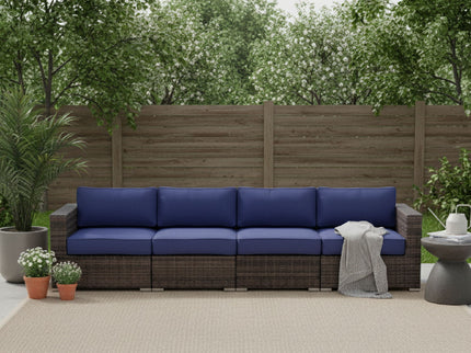 Luxurious Wicker Patio Sectional With Weather Resistant Sunbrella Cushions