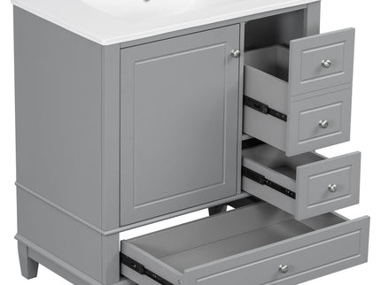 Freestanding Bathroom Vanity With Sink, Soft Close Door, 3 Drawers
