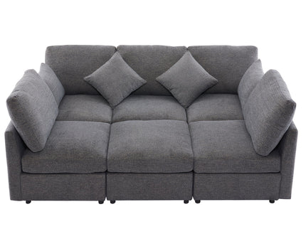 Sectional Sofa Modular U-Shaped With Ottoman & USB Ports