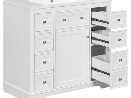 Modern Bathroom Vanity With Sink Combo, 6 Drawers And 1 Cabinet
