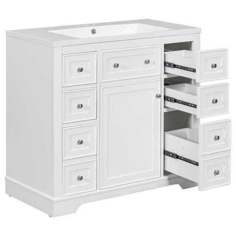 Modern Bathroom Vanity With Sink Combo, 6 Drawers And 1 Cabinet