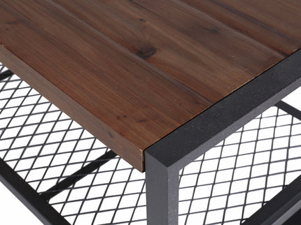 Console Coffee Table With Reclaimed Wood Finish, For Living Room - Natural