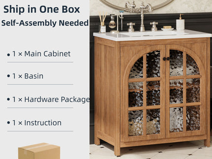 Vintage Farmhouse Bathroom Vanity With Ceramic Sink