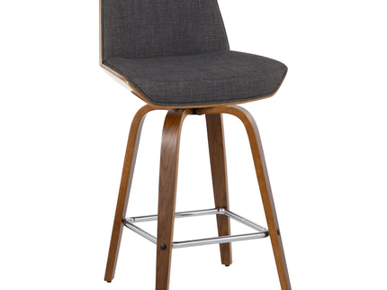 Corazza - Mid Century Modern Fixed Height Counter Stool With Swivel And Square Footrest (Set of 2)