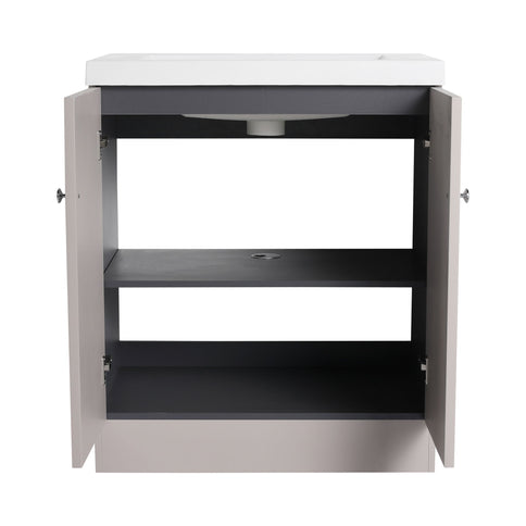 Contemporary Freestanding Bathroom Vanity With Resin Sink & Soft-Close Cabinet Doors