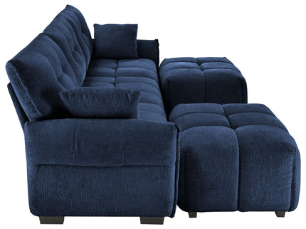 Sofa Set With Ottoman And Pillows, Textured, High Resilience Cushions