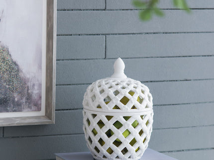 Ballas - Bird Lidded Jar - White