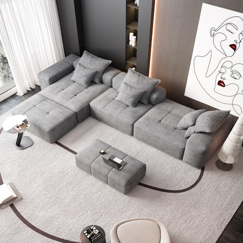 Modern Oversized, Modular Sectional Sofa With Pillows