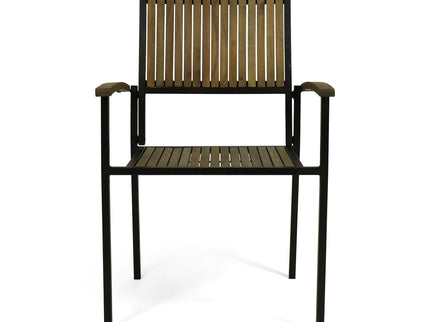 Vermilion - Outdoor Dining Chair With Vertical Slat And Wooden Arm