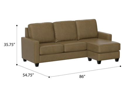 2 Piece Sofa With Chaise, Comfortable Seating For 3, Tapered Feet, USB Charging Console - Brown