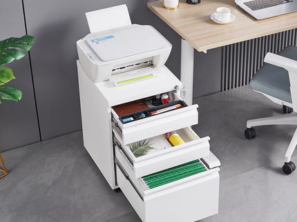 Contemporary 3 Drawer Mobile Filing Cabinet With Lock, Metal Office Storage For Legal / Letter Size