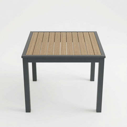 Outdoor Square Patio Slatted Dining Table - Gray