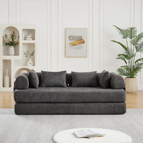 Convertible Sleeper Sofa Bed With Cylindrical Pillow