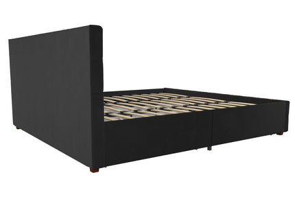 King Upholstered Bed With Storage - Black