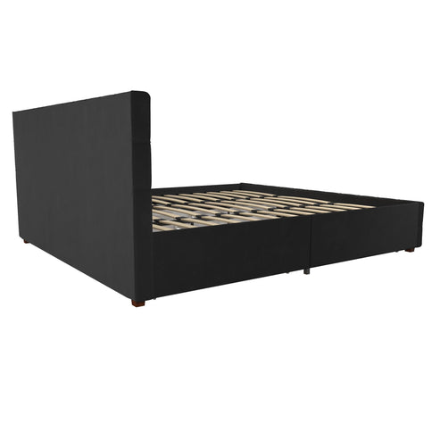 King Upholstered Bed With Storage - Black