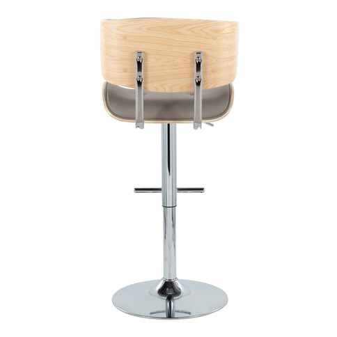 Lombardi - Contemporary Adjustable Barstool With Swivel With Straight T Footrest (Set of 2)