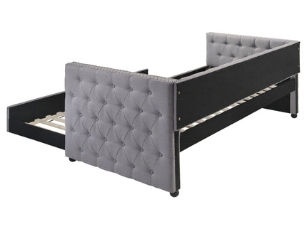 Cross - Upholstered Twin Daybed With Trundle - Gray