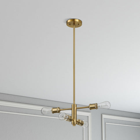 Trellis - 4 Lights Modern Gold Chandelier Vintage Pendant Fixture For Living Room - Clear / Gold