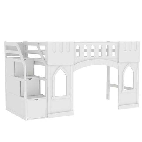 Loft Bed With Storage Staircase And Windows