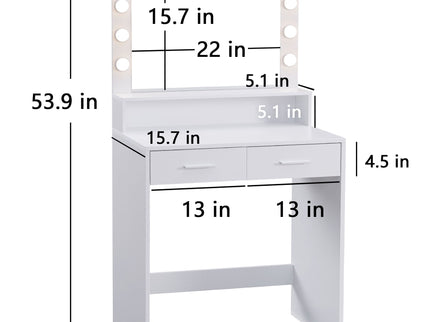 Vanity Desk With Mirror And Lights, Dressing Table With Large Drawer, 2 Level Storage Dresser & 3 Lighting Modes Adjustable Brightness, Suitable For Bedroom