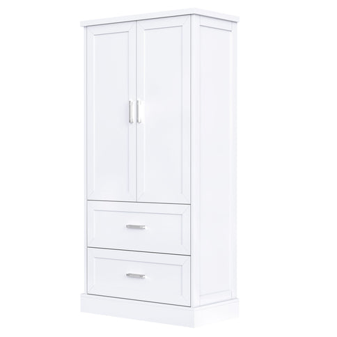 Tall Bathroom Storage Cabinet With 2 Doors And Drawers, Adjustable Shelf