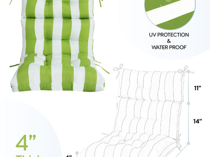 2 Piece High Back Patio Chair Cushion Set, Tufted Adirondack And Rocking Chair Cushions