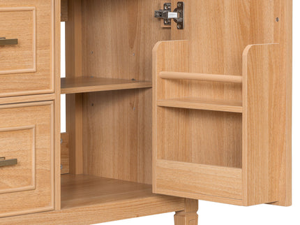 Bathroom Vanity With Sink, Flip Drawer & Adjustable Shelf - Natural