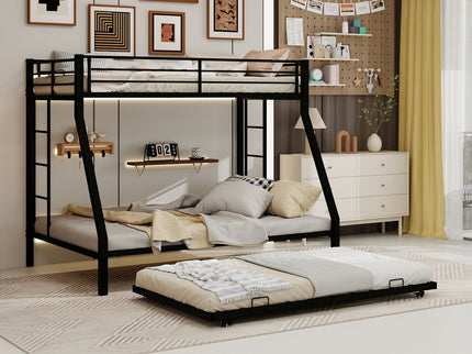 Bunk Bed For Kids, Convertible Frame With Ladders & Guardrail