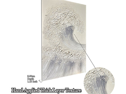 Ocean Wave Wall Art, Textured Canvas Painting With Accents (Set of 2) - Sage Green+Gold