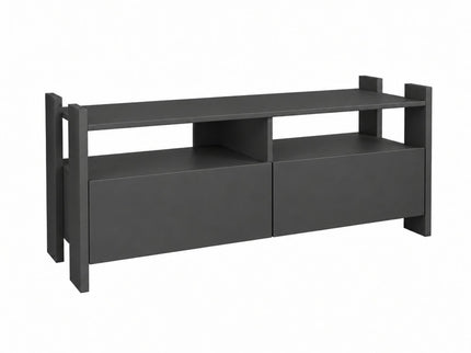 TV Stand For TVs Up To 55" With Open Shelves And 2 Drawers - Carbon Gray