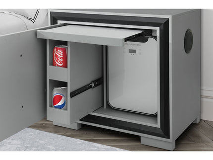 Adelaide - Nightstand With Cooler And Speaker - Gray / Black