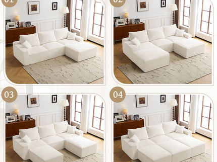 L Shaped Sectional Sofa, Full Compression 3 Seater Cloud Couch With Chaise