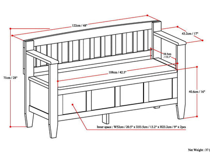 Brooklyn - Entryway Storage Bench - Medium Saddle Brown