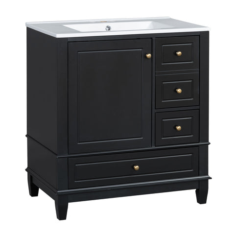 Freestanding Bathroom Vanity With Sink, Soft Close Door, 3 Drawers