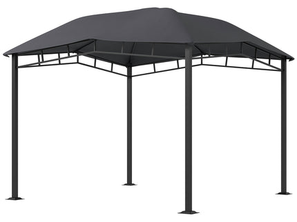 Outsunny - 10' x 10' Soft Top Patio Gazebo Outdoor Canopy With Unique Geometric Design Roof, All-Weather Steel Frame - Gray