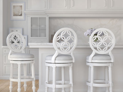 Stool With Back And Swivel Upholstered Seat