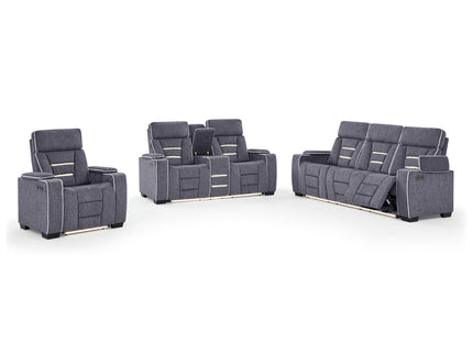 Austin - 3 Piece Reclining Sofa And Loveseat With Storage Arms - Gray
